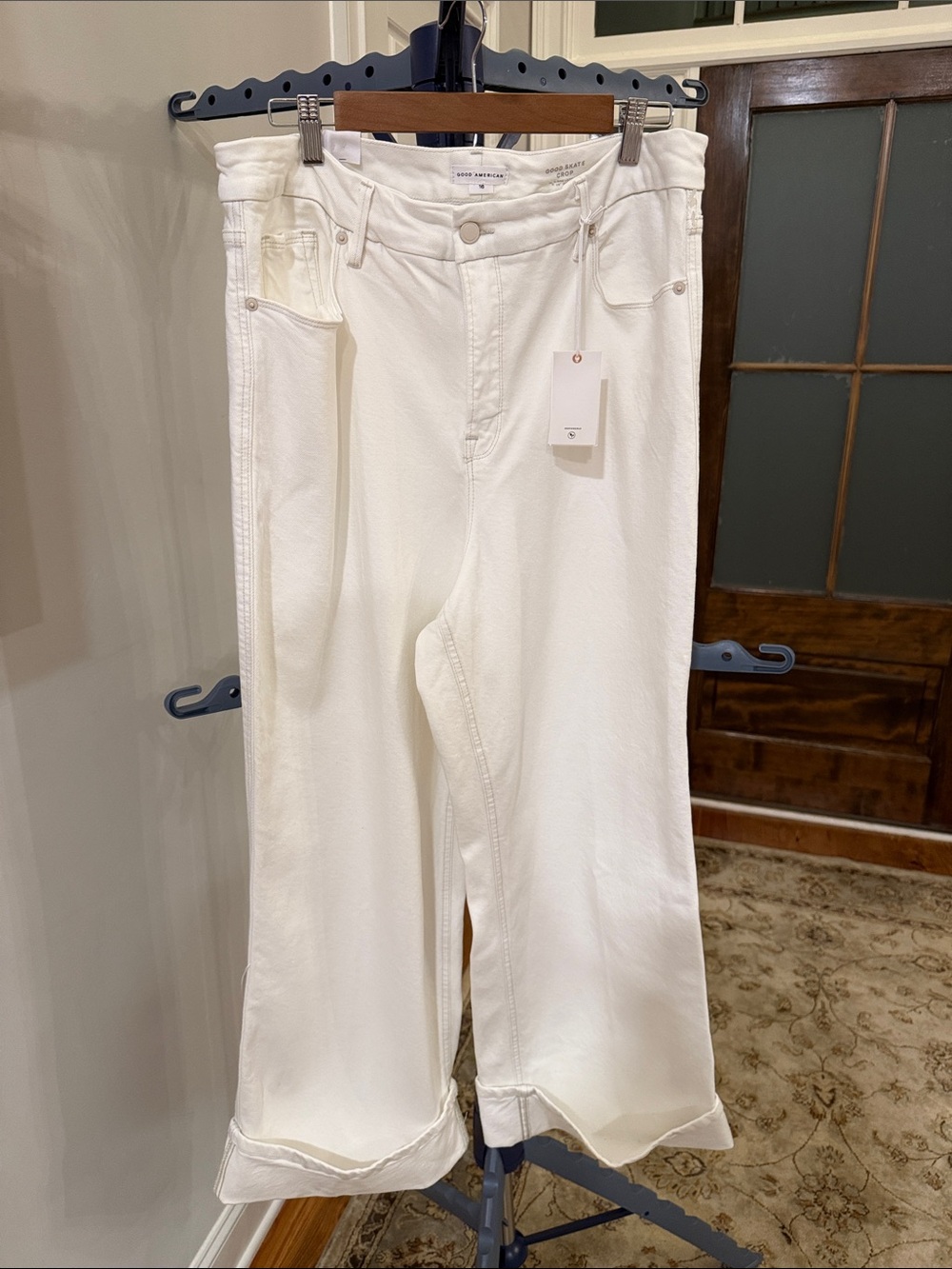NWT Good American Good Skate Crop Wide-Leg Women’s White Jeans